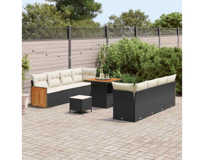 Sonata H Градински Софа Комплект 11 pcs Черен и кремав 80 x 80 x 71 cm