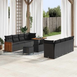 Sonata H Градински Софа Комплект 11 pcs Черно 90 x 55 x 71 cm полиратан - Canapele și bănci de grădină