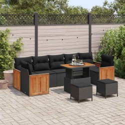 Sonata H Градински Софа Комплект 10 pcs Черно 90 x 55 x 71 cm полиратан - Canapele și bănci de grădină