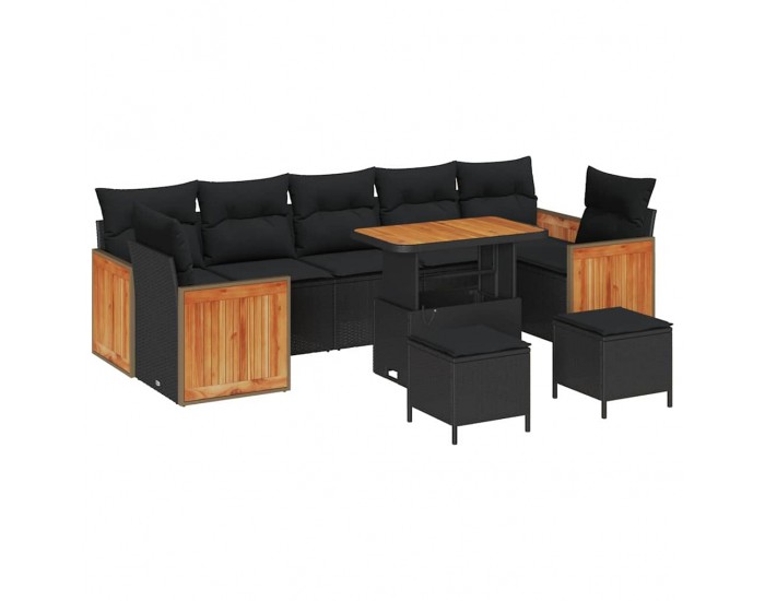 Sonata H Градински Софа Комплект 10 pcs Черно 90 x 55 x 71 cm полиратан