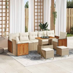 Sonata H Градински Софа Комплект 10 pcs Бежово 90 x 55 x 71 cm полиратан - Canapele și bănci de grădină