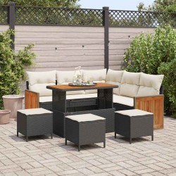 Sonata H Градински Софа Комплект 8 pcs Черен и кремав 110 x 55 x 71 см - Canapele și bănci de grădină