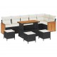 Sonata H Градински Софа Комплект 10 pcs Черен и кремав 110 x 55 x 71 см