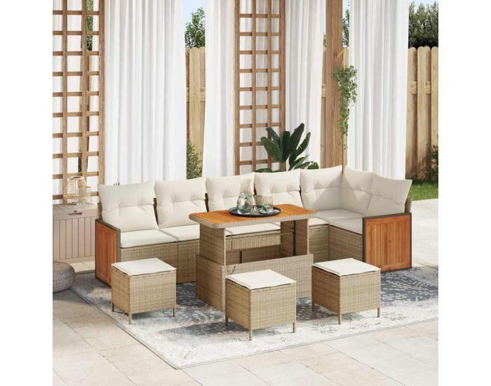 Sonata H Градински Софа Комплект 10 pcs Бежов и кремав 110 x 55 x 71 см
