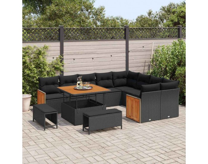 Sonata H Градински Софа Комплект 12 pcs Черно 100 x 100 x 71 cm