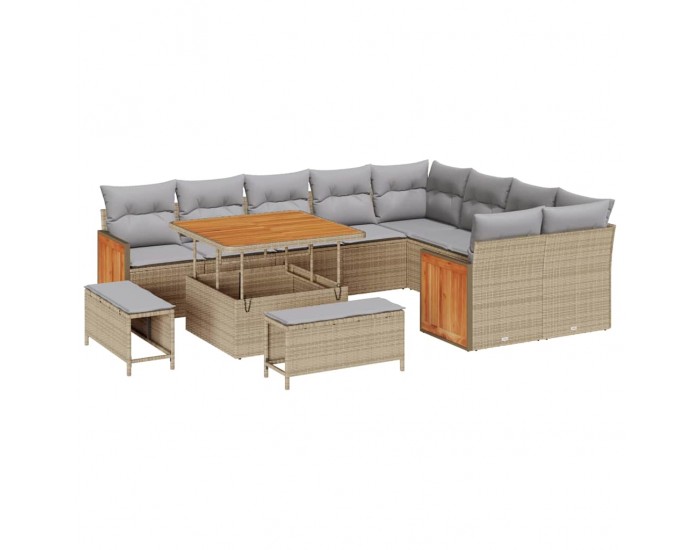 Sonata H Градински Софа Комплект 12 pcs Бежово и светло сиво