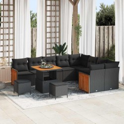 Sonata H Градински Софа Комплект 12 pcs Черно 80 x 80 x 71 cm полиратан - Canapele și bănci de grădină