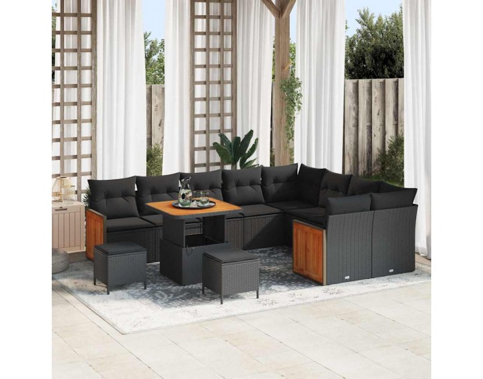 Sonata H Градински Софа Комплект 12 pcs Черно 80 x 80 x 71 cm полиратан