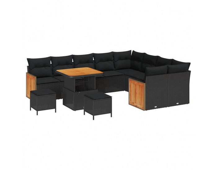 Sonata H Градински Софа Комплект 12 pcs Черно 80 x 80 x 71 cm полиратан