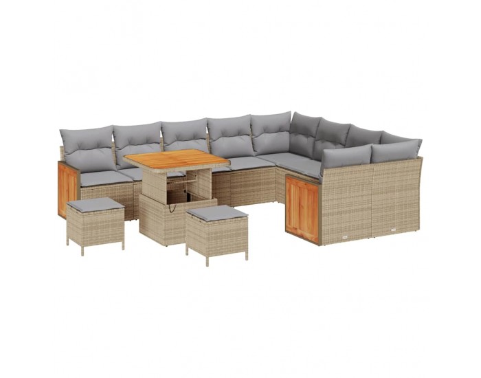 Sonata H Градински Софа Комплект 12 pcs Бежово и светло сиво
