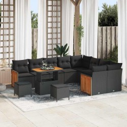 Sonata H Градински Софа Комплект 12 pcs Черно 90 x 55 x 71 cm полиратан - Canapele și bănci de grădină