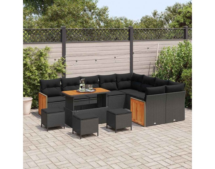 Sonata H Градински Софа Комплект 13 pcs Черно 110 x 55 x 71 см полиратан