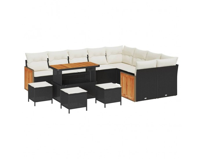 Sonata H Градински Софа Комплект 13 pcs Черен и кремав 110 x 55 x 71 см