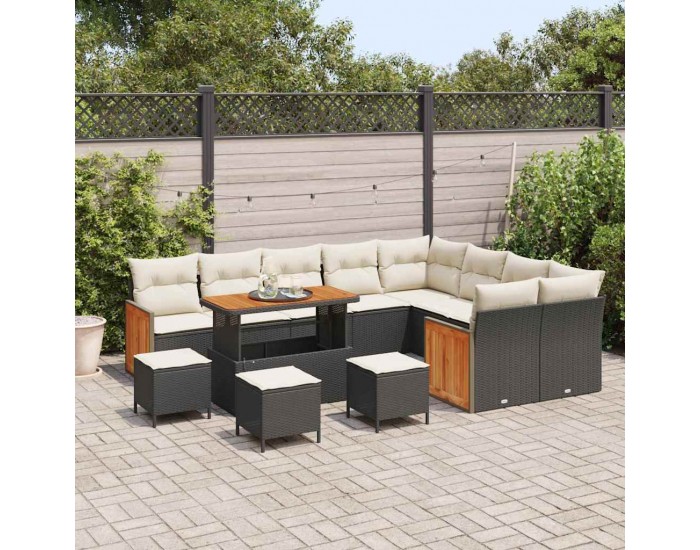 Sonata H Градински Софа Комплект 13 pcs Черен и кремав 110 x 55 x 71 см