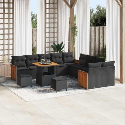 Sonata H Градински Софа Комплект 13 pcs Черно 80 x 80 x 71 cm полиратан - Canapele și bănci de grădină