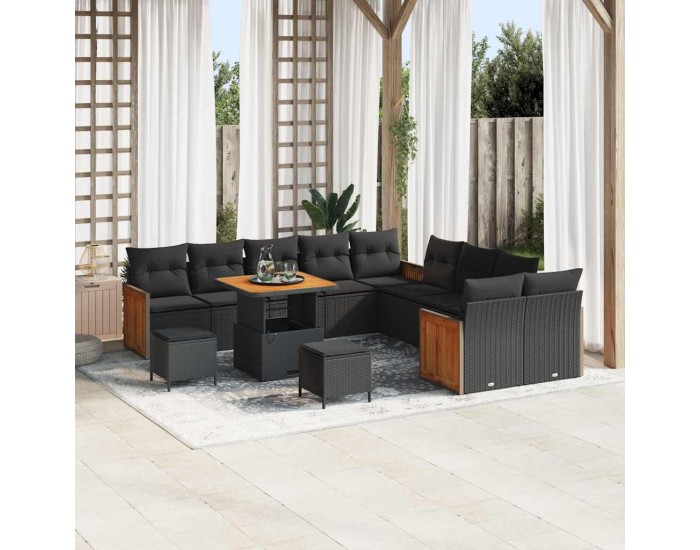 Sonata H Градински Софа Комплект 13 pcs Черно 80 x 80 x 71 cm полиратан