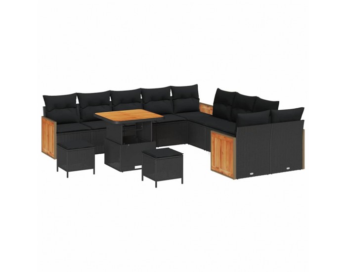 Sonata H Градински Софа Комплект 13 pcs Черно 80 x 80 x 71 cm полиратан