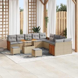 Sonata H Градински Софа Комплект 13 pcs Бежово 90 x 55 x 71 cm полиратан - Canapele și bănci de grădină