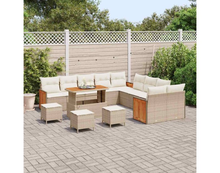Sonata H Градински Софа Комплект 14 pcs Бежов и кремав 110 x 55 x 71 см