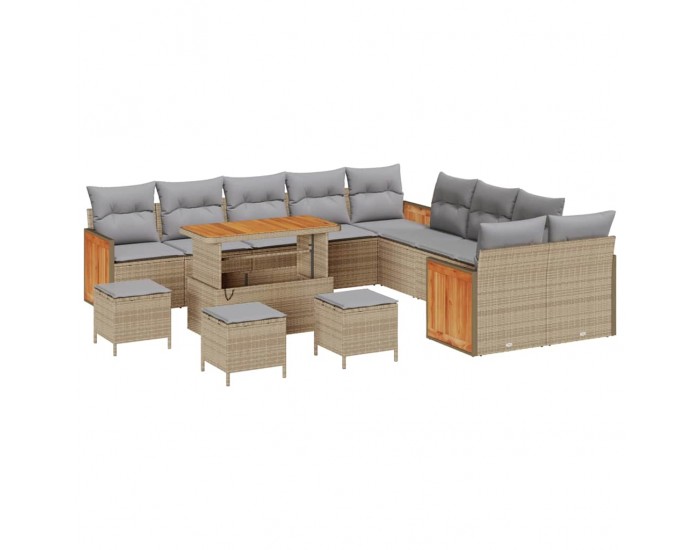 Sonata H Градински Софа Комплект 14 pcs Бежово и светло сиво