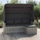 Sonata H 3-местен градински диван с покрив и табуретка, сив полиратан