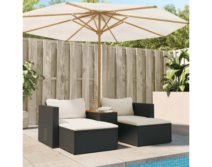 Sonata Set mobilier de grădină cu perne, 5 piese,poliratan/lemn acacia