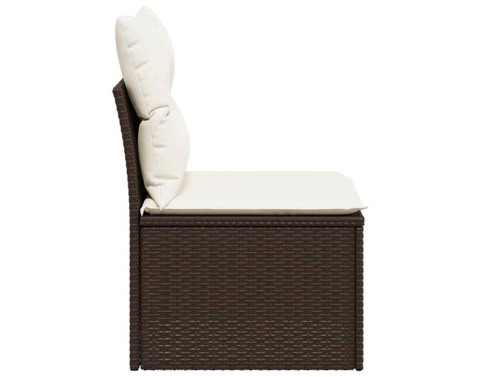 Sonata Canapea de grădină fără cotiere, cu perne, maro, poliratan