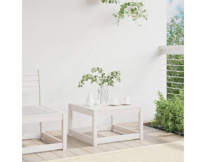 Sonata H Градинска табуретка, бяла, борово дърво масив