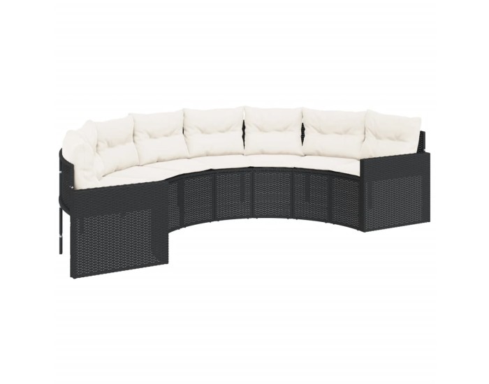 Sonata Canapea de grădină cu perne, semi-rotundă, negru, poliratan