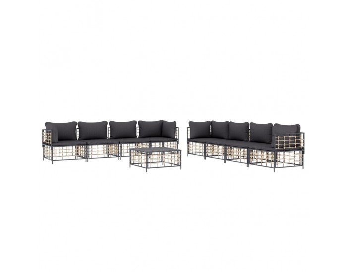 Sonata H Градински комплект с възглавници 9 части антрацит полиратан