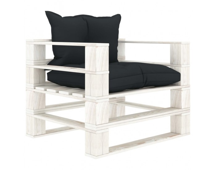 Sonata H Градински палетен диван с възглавници антрацит, дърво