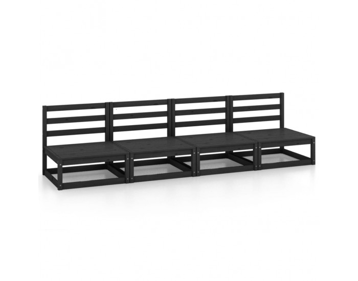 Sonata H Градински 4-местен диван, черен, бор масив