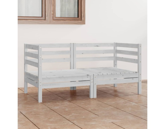 Sonata Set mobilier de grădină cu 2 locuri, alb, lemn masiv de pin