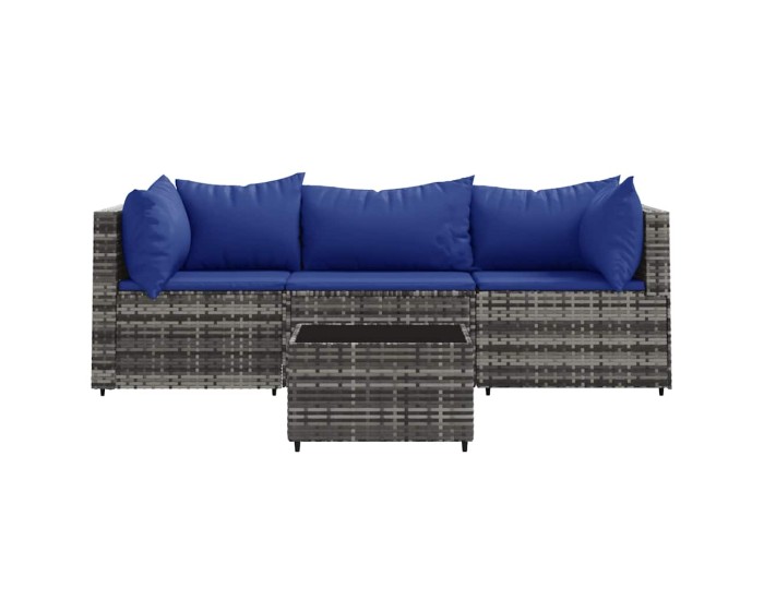 Sonata Set mobilier de grădină cu perne, 4 piese, gri, poliratan