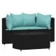 Sonata Set mobilier de grădină cu perne, 3 piese, negru, poliratan