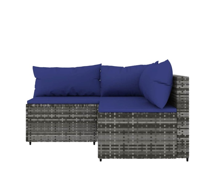 Sonata Set mobilier de grădină cu perne, 3 piese, gri, poliratan