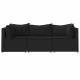 Sonata Set mobilier de grădină cu perne, 3 piese, negru, poliratan