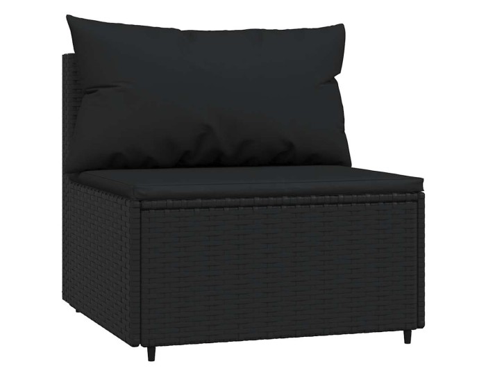 Sonata Set mobilier de grădină cu perne, 3 piese, negru, poliratan