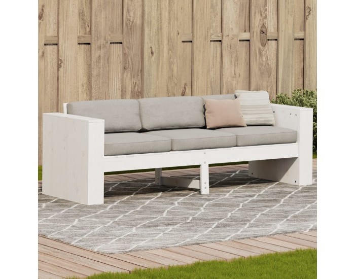 Sonata H Градински диван 3-местен бял 189x60x62 см бор масив