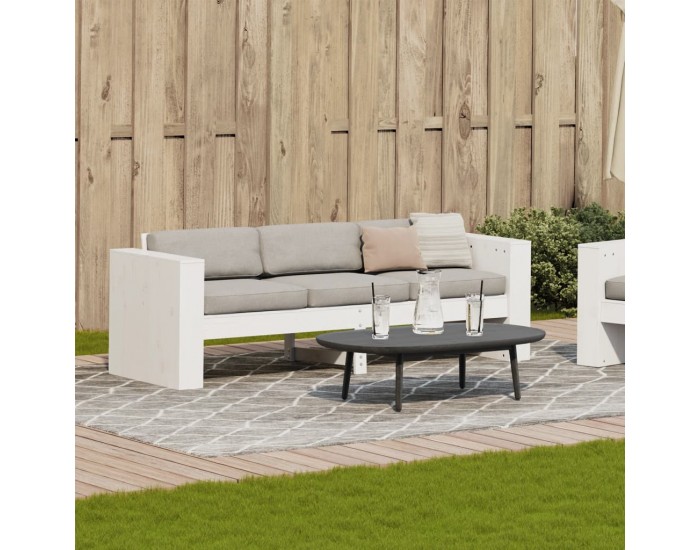 Sonata H Градински диван 3-местен бял 189x60x62 см бор масив