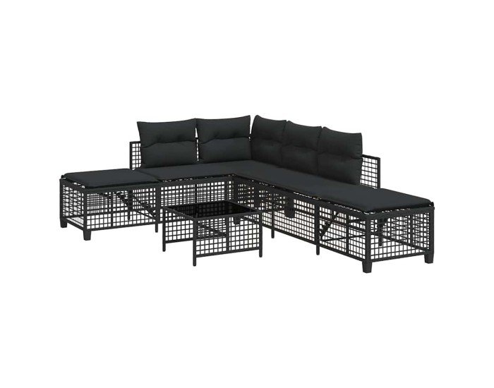 Sonata Set mobilier colțar de grădină cu perne 3 piese negru poliratan