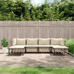 Sonata H Градински комплект с възглавници 6 части антрацит полиратан - Canapele și bănci de grădină