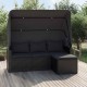 Sonata H 3-местен градински диван с покрив и табуретка черен полиратан