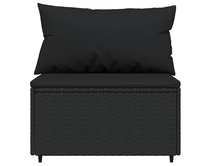 Sonata Set mobilier de grădină cu perne, 3 piese, negru, poliratan