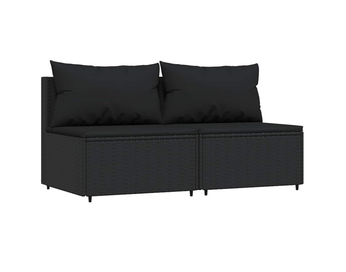Sonata Set mobilier de grădină cu perne, 3 piese, negru, poliratan
