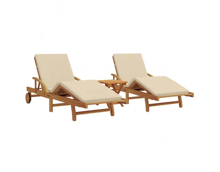 Sonata H Шезлонг 3 pcs Бежово 40 x 40 x 40cm Масивна акациева дървесина