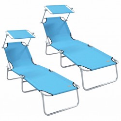 Sonata H Шезлонг 2-човек 2 pcs Синьо 58 x 188 x 77см текстил - Șezlonguri