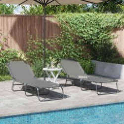 Sonata H Сгъваем шезлонг 2-човек 2 pcs Сив 56 x 189 x 87см текстил - Șezlonguri
