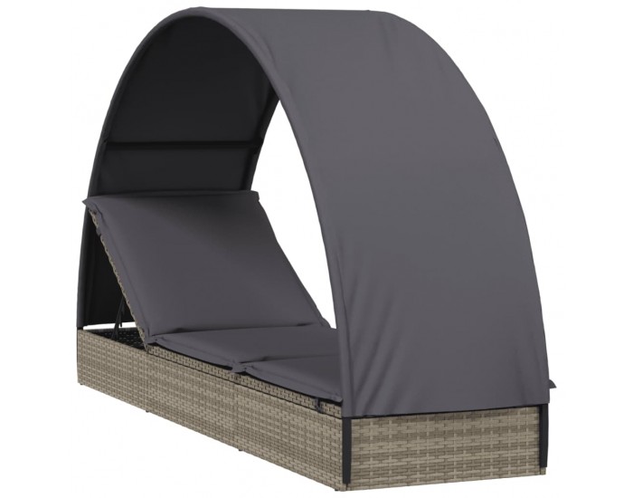 Sonata H Шезлонг с объл покрив сив 211x57x140 см полиратан