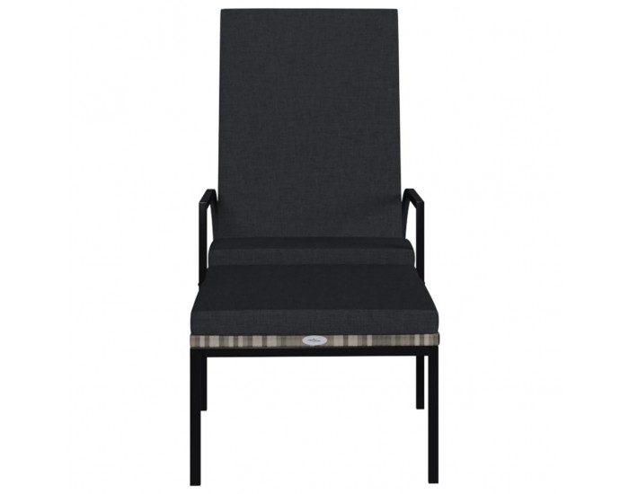 Sonata H Шезлонги с поставки за крака, 2 бр, PE ратан, сиви
